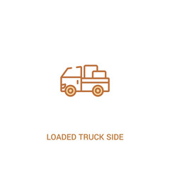 loaded truck side view concept 2 colored icon. simple line element illustration. outline brown loaded truck side view symbol. can be used for web and mobile ui/ux.