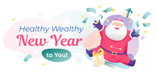 Healthy Wealthy New Year Banner Template