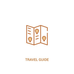 travel guide concept 2 colored icon. simple line element illustration. outline brown travel guide symbol. can be used for web and mobile ui/ux.