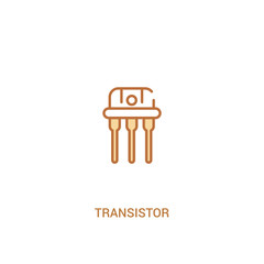 transistor concept 2 colored icon. simple line element illustration. outline brown transistor symbol. can be used for web and mobile ui/ux.