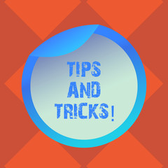 Handwriting text writing Tips And Tricks. Concept meaning Steps Life hacks Handy advice Recommendations Skills Bottle Packaging Blank Lid Carton Container Easy to Open Foil Seal Cover