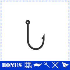 Fishing hook icon flat