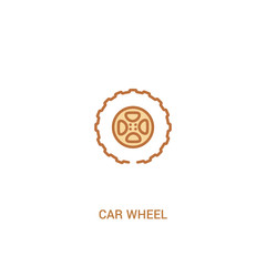 car wheel concept 2 colored icon. simple line element illustration. outline brown car wheel symbol. can be used for web and mobile ui/ux.