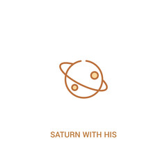 saturn with his ring concept 2 colored icon. simple line element illustration. outline brown saturn with his ring symbol. can be used for web and mobile ui/ux.