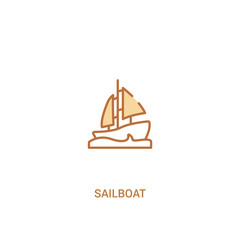 Naklejka premium sailboat concept 2 colored icon. simple line element illustration. outline brown sailboat symbol. can be used for web and mobile ui/ux.