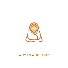 woman with hijab concept 2 colored icon. simple line element illustration. outline brown woman with hijab symbol. can be used for web and mobile ui/ux.