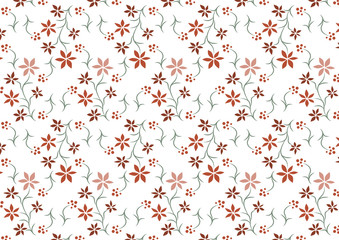 花柄 ボタニカル シームレスパターン（赤）