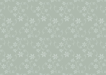 花のシームレスパターン（緑色）