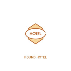 round hotel concept 2 colored icon. simple line element illustration. outline brown round hotel symbol. can be used for web and mobile ui/ux.