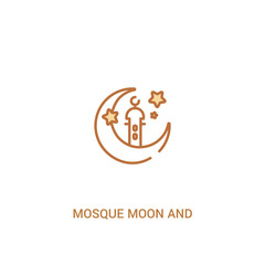 mosque moon and star concept 2 colored icon. simple line element illustration. outline brown mosque moon and star symbol. can be used for web and mobile ui/ux.