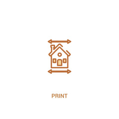 print concept 2 colored icon. simple line element illustration. outline brown print symbol. can be used for web and mobile ui/ux.
