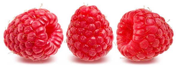 Fresh raspberries isolated on white background