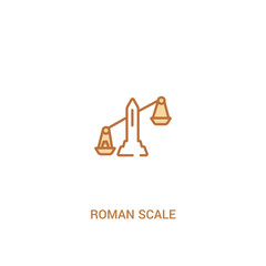 roman scale concept 2 colored icon. simple line element illustration. outline brown roman scale symbol. can be used for web and mobile ui/ux.