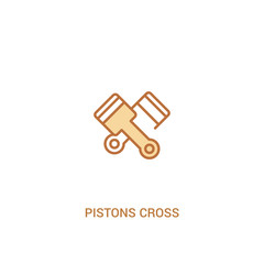 pistons cross concept 2 colored icon. simple line element illustration. outline brown pistons cross symbol. can be used for web and mobile ui/ux.