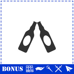 Beer bottle icon flat
