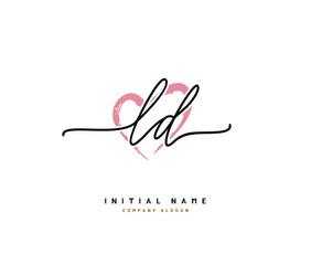 L D LD Beauty vector initial logo, handwriting logo of initial signature, wedding, fashion, jewerly, boutique, floral and botanical with creative template for any company or business.