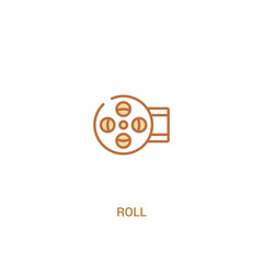 roll concept 2 colored icon. simple line element illustration. outline brown roll symbol. can be used for web and mobile ui/ux.