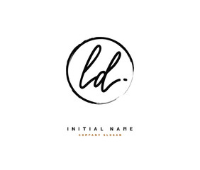 L D LD Beauty vector initial logo, handwriting logo of initial signature, wedding, fashion, jewerly, boutique, floral and botanical with creative template for any company or business.