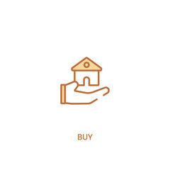 buy concept 2 colored icon. simple line element illustration. outline brown buy symbol. can be used for web and mobile ui/ux.