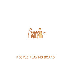 people playing board games concept 2 colored icon. simple line element illustration. outline brown people playing board games symbol. can be used for web and mobile ui/ux.