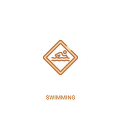 swimming concept 2 colored icon. simple line element illustration. outline brown swimming symbol. can be used for web and mobile ui/ux.