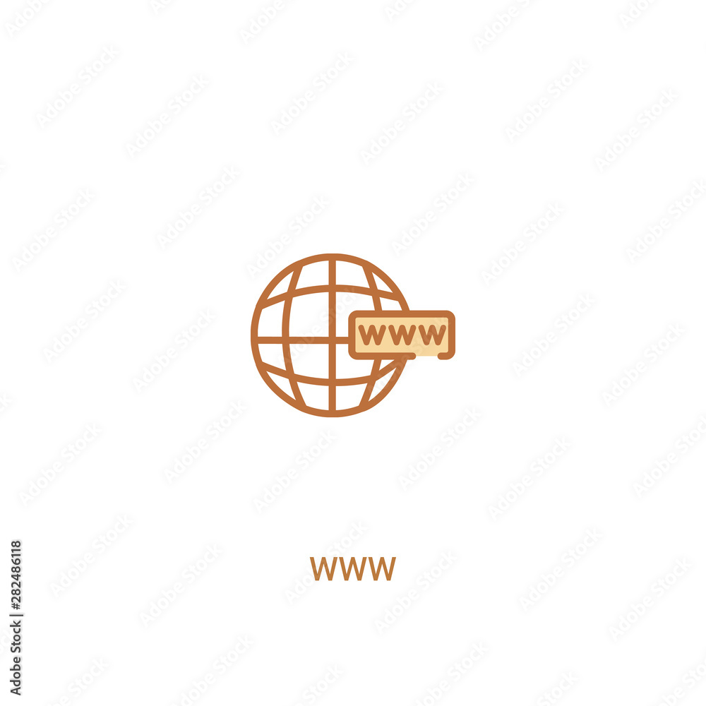 Canvas Prints www concept 2 colored icon. simple line element illustration. outline brown www symbol. can be used 
