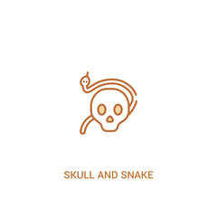 skull and snake concept 2 colored icon. simple line element illustration. outline brown skull and snake symbol. can be used for web and mobile ui/ux.