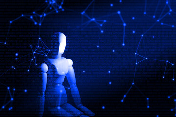 Fototapeta na wymiar robot technology artificial intelligence machine data deep learning, network process concept, digital server, hacker online