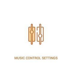 music control settings button concept 2 colored icon. simple line element illustration. outline brown music control settings button symbol. can be used for web and mobile ui/ux.