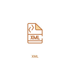 xml concept 2 colored icon. simple line element illustration. outline brown xml symbol. can be used for web and mobile ui/ux.