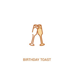 birthday toast concept 2 colored icon. simple line element illustration. outline brown birthday toast symbol. can be used for web and mobile ui/ux.