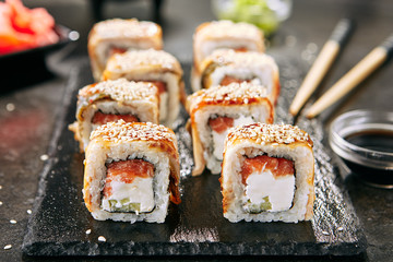 Salmon and Smoked Eel Sushi Roll