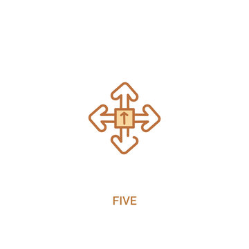 five concept 2 colored icon. simple line element illustration. outline brown five symbol. can be used for web and mobile ui/ux.