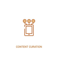 content curation concept 2 colored icon. simple line element illustration. outline brown content curation symbol. can be used for web and mobile ui/ux.