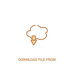 download file from cloud concept 2 colored icon. simple line element illustration. outline brown download file from cloud symbol. can be used for web and mobile ui/ux.