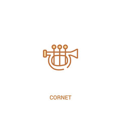 cornet concept 2 colored icon. simple line element illustration. outline brown cornet symbol. can be used for web and mobile ui/ux.