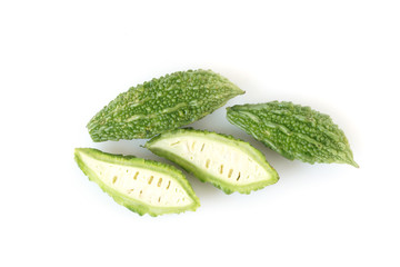 Bitter melon vegetable isolated on white background
