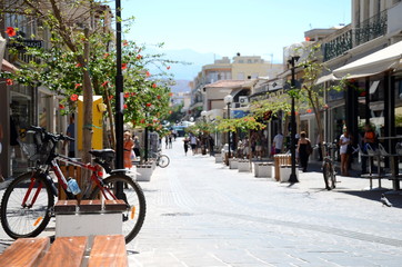 Romantic streets of Chania on the island of Crete, Greece.