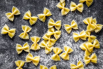 various kinds of paste on dark background top view