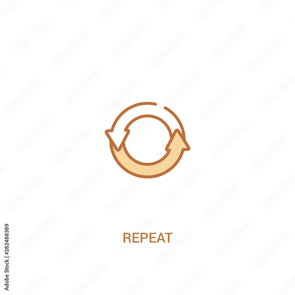 Poster repeat concept 2 colored icon. simple line element illustration. outline brown repeat symbol. can be