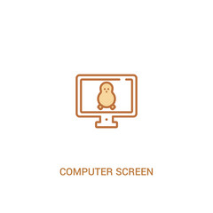 computer screen linux concept 2 colored icon. simple line element illustration. outline brown computer screen linux symbol. can be used for web and mobile ui/ux.