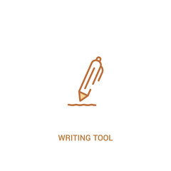 writing tool concept 2 colored icon. simple line element illustration. outline brown writing tool symbol. can be used for web and mobile ui/ux.