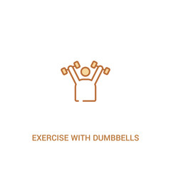 exercise with dumbbells concept 2 colored icon. simple line element illustration. outline brown exercise with dumbbells symbol. can be used for web and mobile ui/ux.