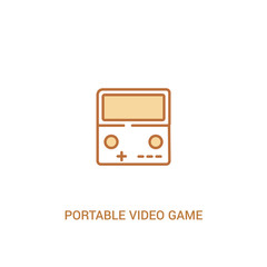 portable video game console concept 2 colored icon. simple line element illustration. outline brown portable video game console symbol. can be used for web and mobile ui/ux.