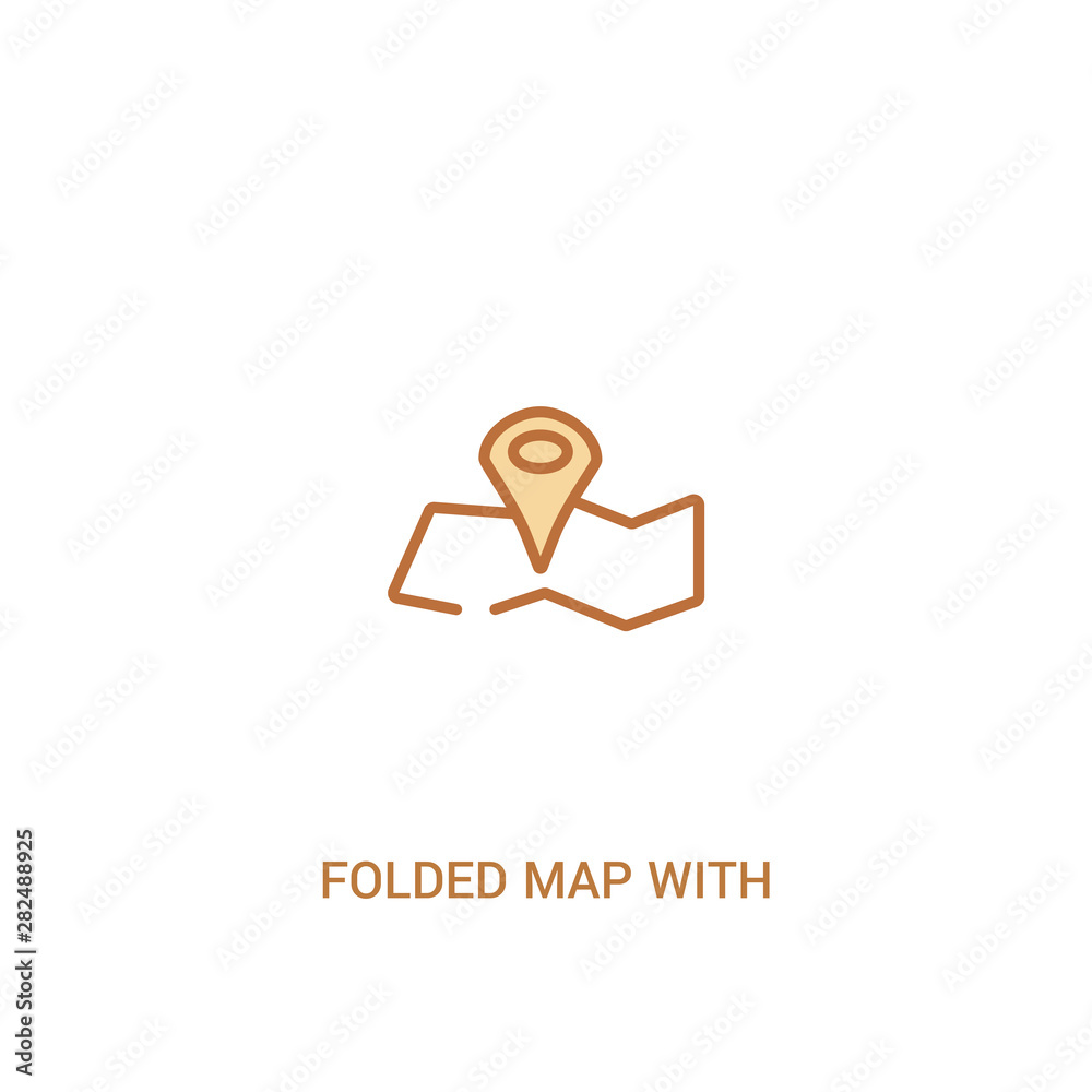 Poster folded map with position mark concept 2 colored icon. simple line element illustration. outline brow