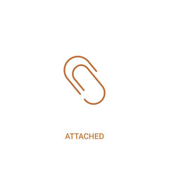 attached concept 2 colored icon. simple line element illustration. outline brown attached symbol. can be used for web and mobile ui/ux.
