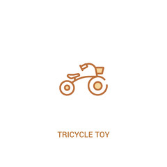 tricycle toy concept 2 colored icon. simple line element illustration. outline brown tricycle toy symbol. can be used for web and mobile ui/ux.