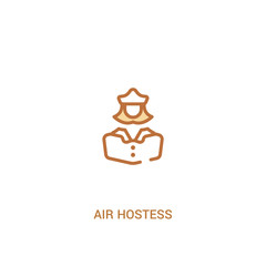 air hostess concept 2 colored icon. simple line element illustration. outline brown air hostess symbol. can be used for web and mobile ui/ux.