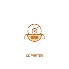 cd writer concept 2 colored icon. simple line element illustration. outline brown cd writer symbol. can be used for web and mobile ui/ux.