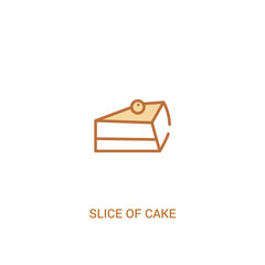 slice of cake concept 2 colored icon. simple line element illustration. outline brown slice of cake symbol. can be used for web and mobile ui/ux.